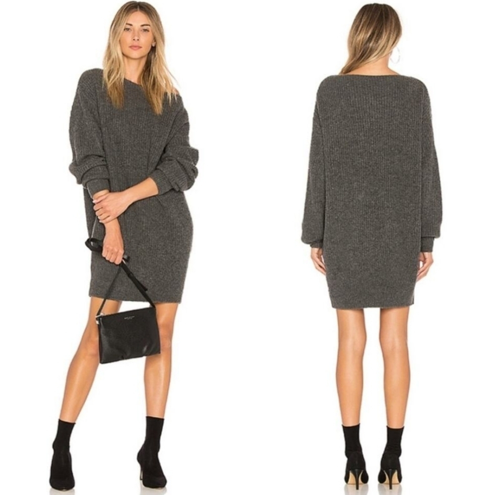Theory Rib Cocoon Dress Light Charcoal $495